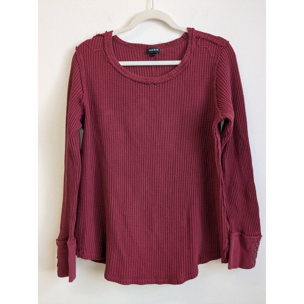 Torrid Women's Top Long Sleeve Thermal Waffle Knit Top Size 2